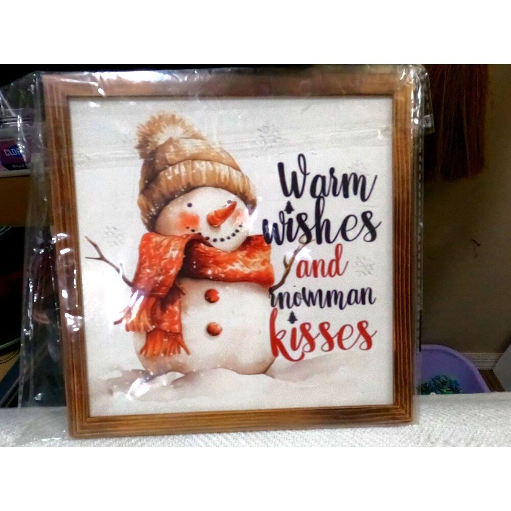 winter print framed, "warm wishes, SnowMan KISSES"cute!get ready early for xmas!